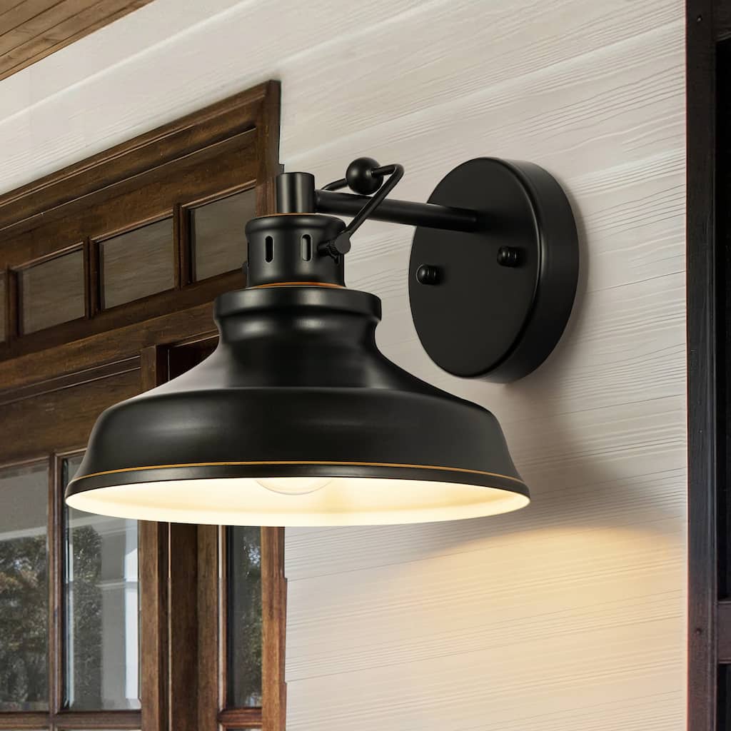 1-Light Industrial Retro Iron Black Wall Light for Bedroom Hallway - 1 Light