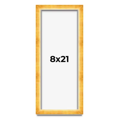 8x21 Shadow Box Frame Gold | 1.625 Inches Deep Real Wood Traditional