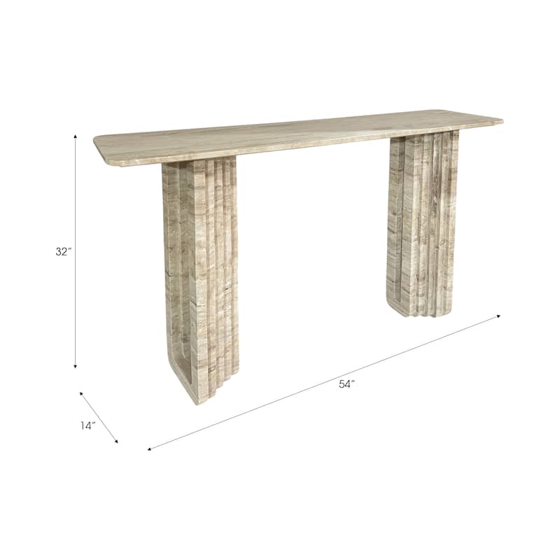 Travertine Console Table Rectangular Shape Narrow Entryway - 32" White - 54" x 14" x 32"