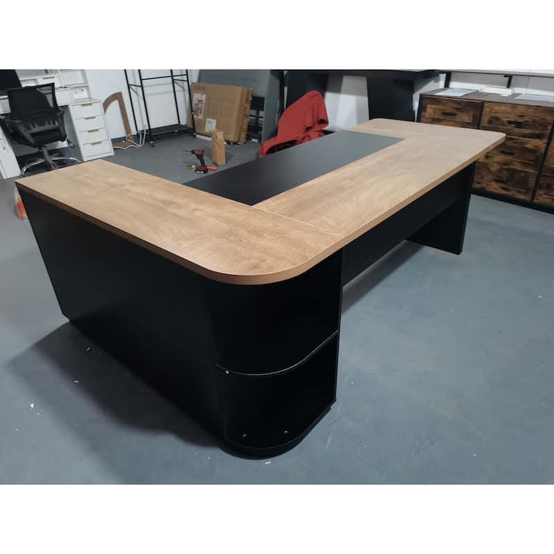 78.7 Inch L-Shaped Executive Desk, Large Office Desk with Cabinet