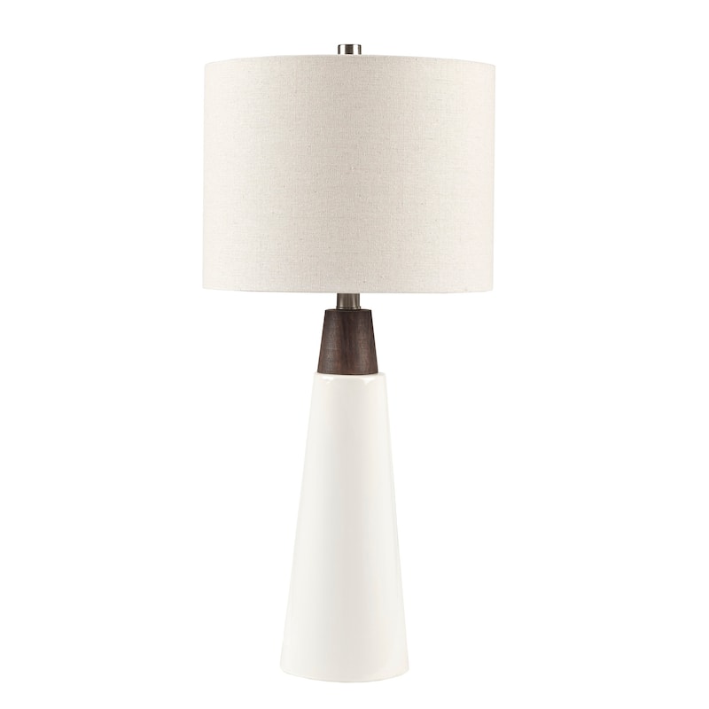 INK+IVY Tristan Triangular Ceramic and Wood Table Lamp