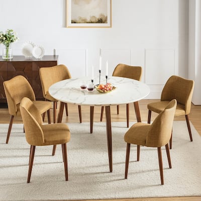 Melisa Upholstered Solid Wood Dining Chair Set of 6 by HULALA HOME