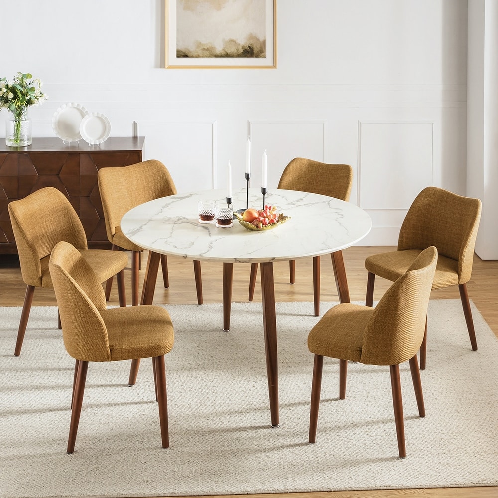 Melisa Upholstered Solid Wood Dining Chair Set of 6 by HULALA HOME