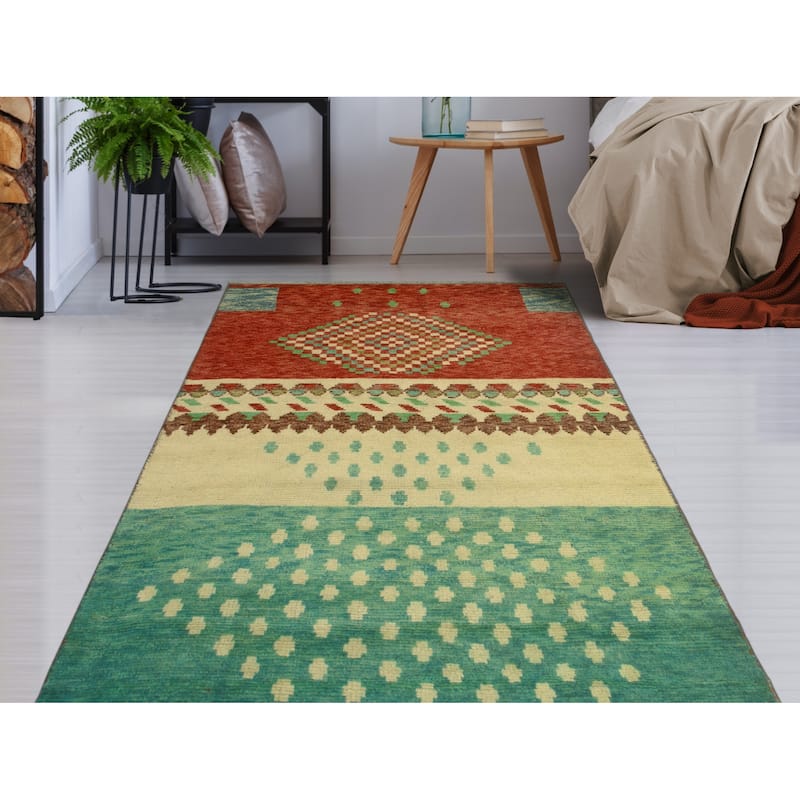 Balochi Ader Beige/Lt. Green Rug - 3'3" x 5'0"