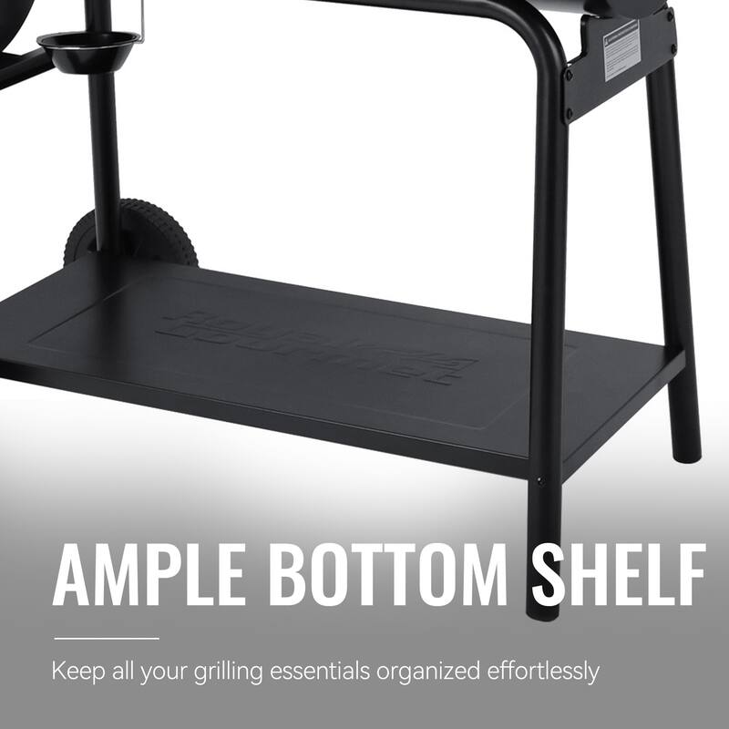 Royal Gourmet Charcoal Barrel Grill with Offset Smoker, Black