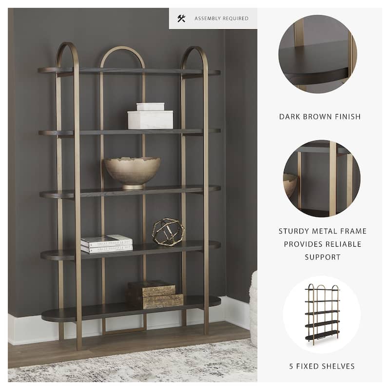 Signature Design by Ashley Brentmour Brown/Gold Bookcase - 47.81" W x 12" D x 72" H