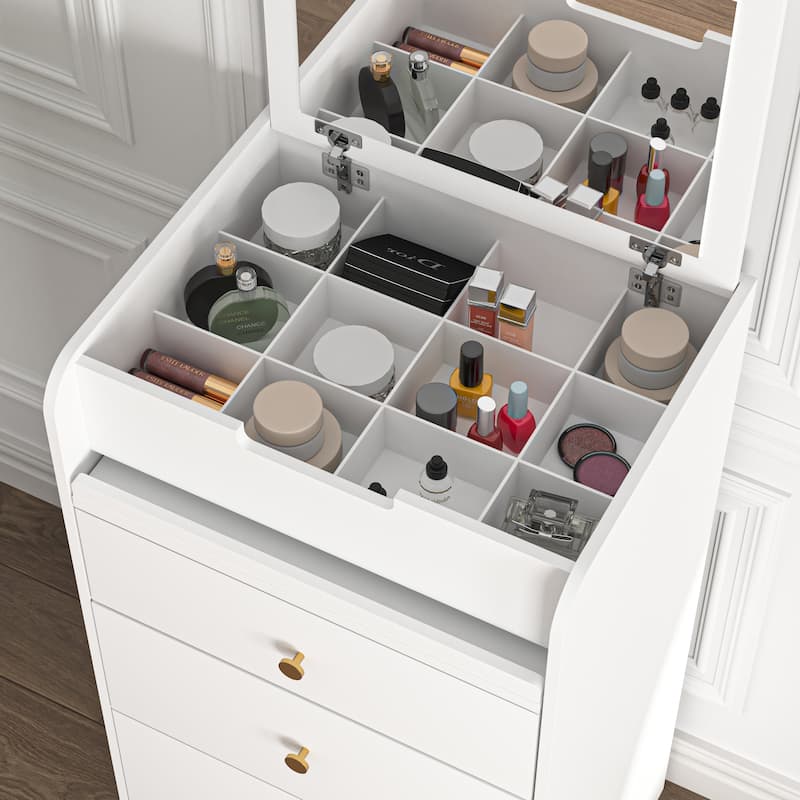 Small Vanity Desk with Mirror - Makeup Vanitys Set Make up Table with Chair