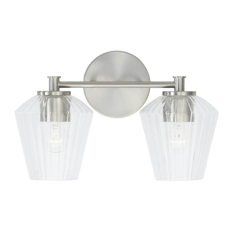2-light 15-inch Bath/ Vanity Fixture w/ Clear Fluted Glass