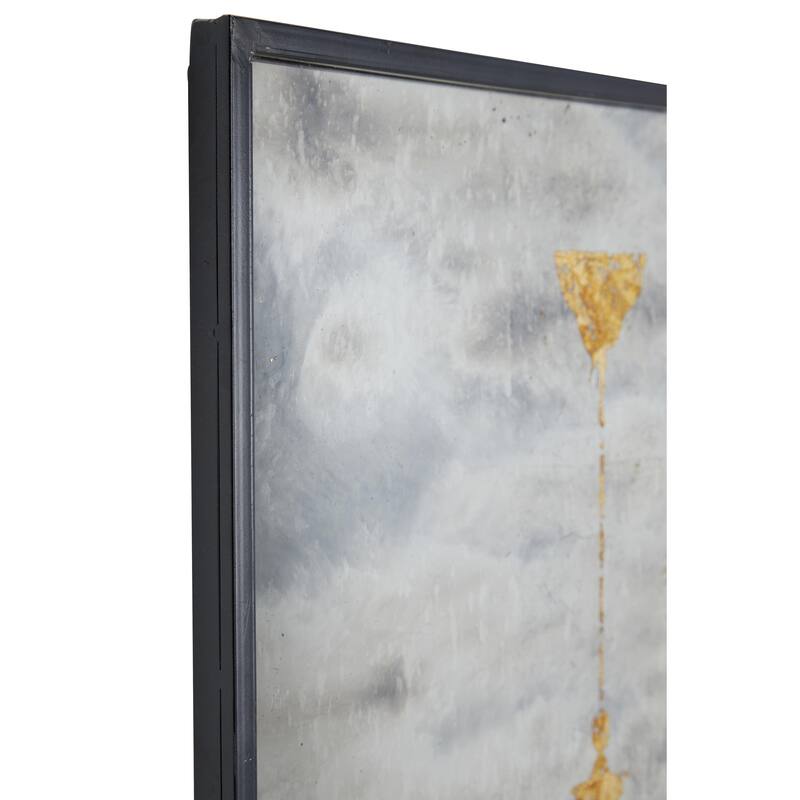 Metal Abstract Wall Decor with Black Frame - Gold - Roche River Decor