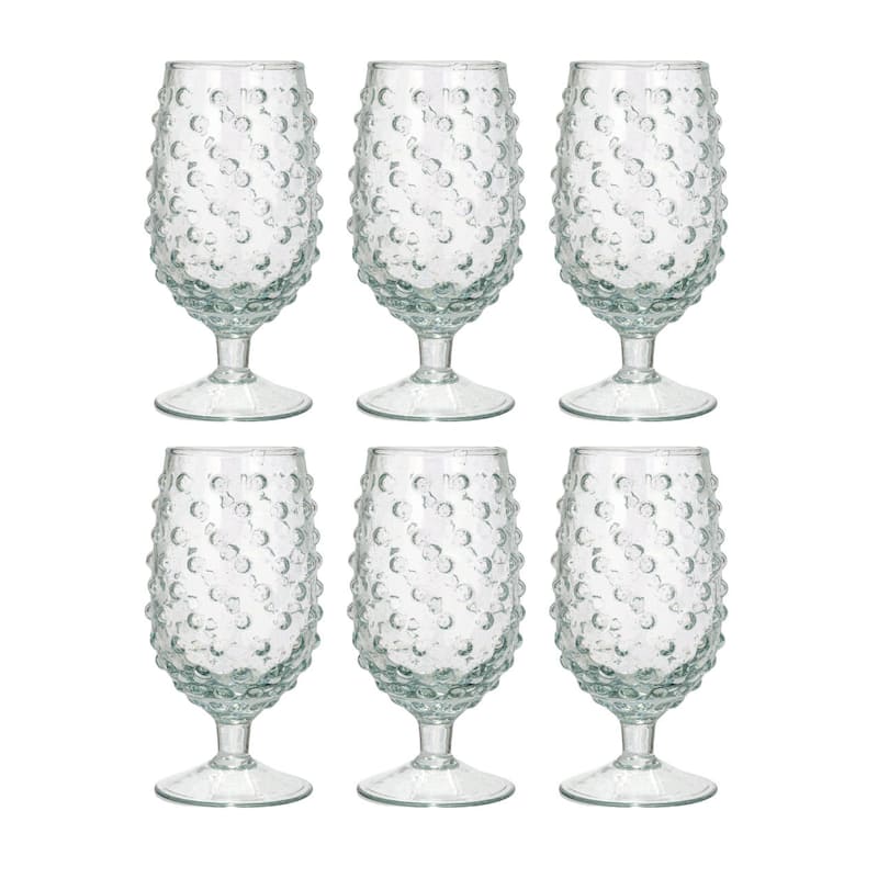 Hobnail Stemmed Drinking Glasses - 3.0"L x 3.0"W x 6.5"H