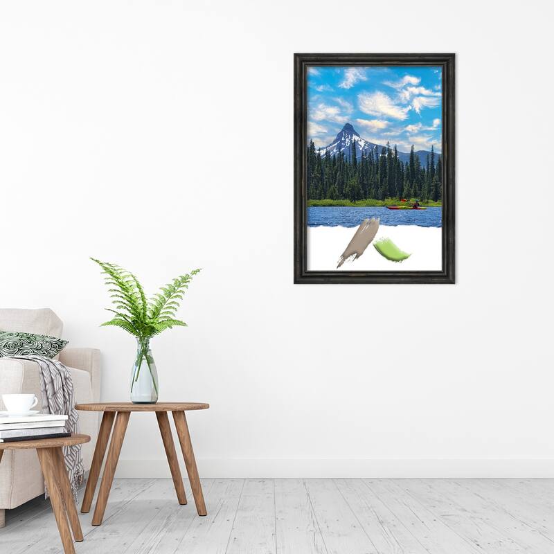 Rustic Pine Black Narrow Wood Picture Frame, Photo Frame, Art Frame