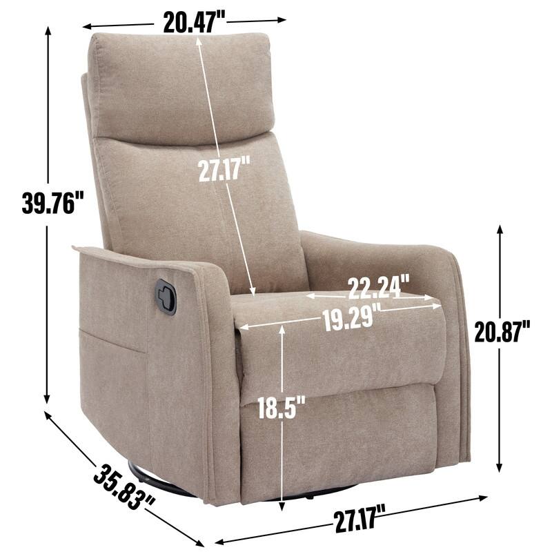 Heat Massage Manual Recliner Chair with Rocker and Swivel in Fabric for Living Room