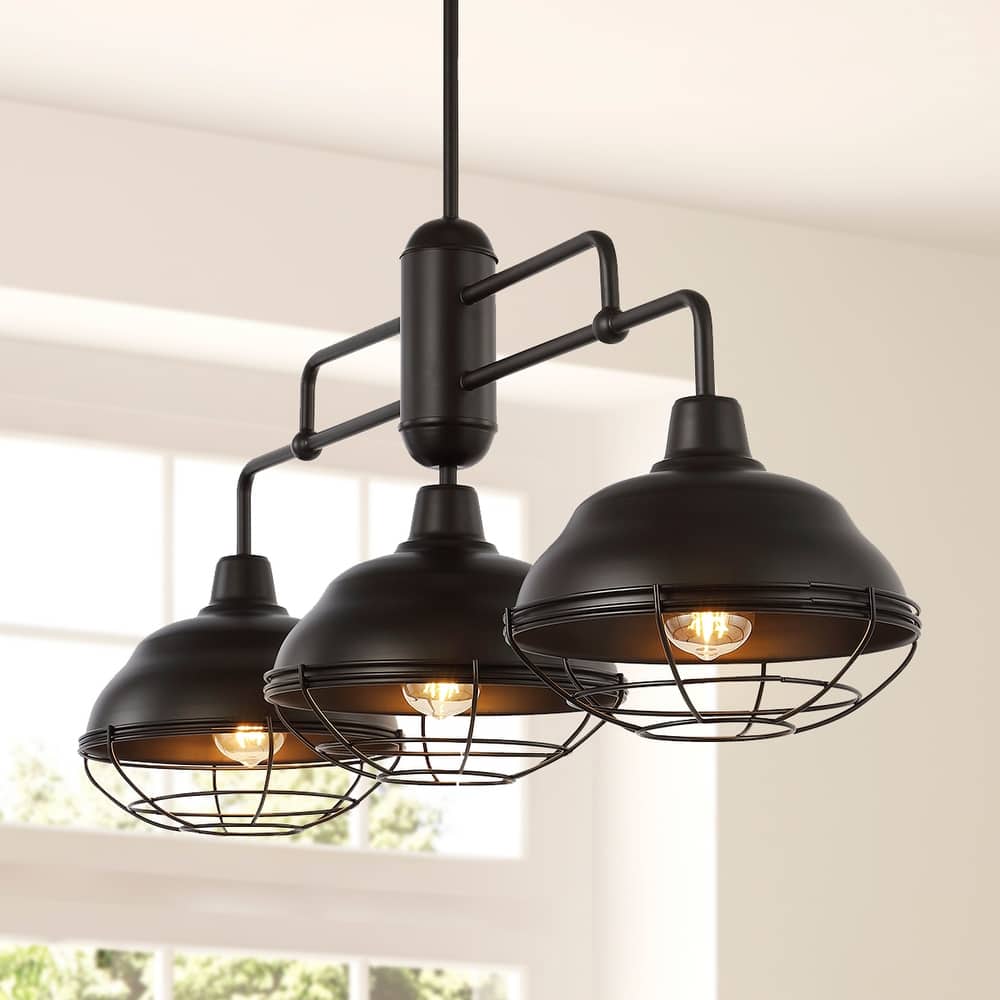 JONATHAN Y Cora 10.38" 1-Light Industrial Farmhouse Iron LED Pendant, Oil Rubbed Bronze