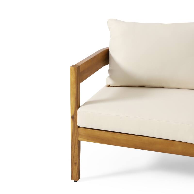 Christopher Knight Home - Brooklyn 5-Piece Outdoor Acacia Wood Patio Conversation Set with Wooden Slatted Coffee Table