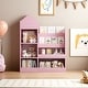 preview thumbnail 4 of 22, Children's Wooden Bookshelf and Toy Storage Organizer with Bookcase, 6 Compartments, and 2 Baskets pink