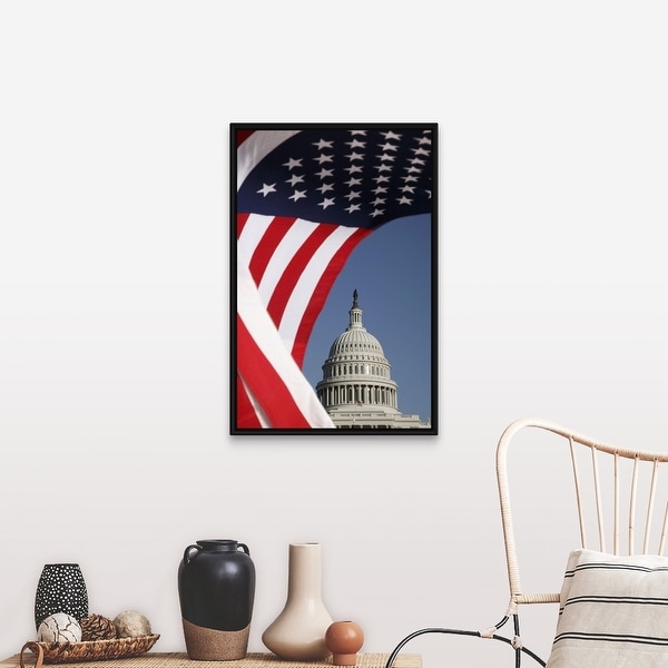 Washington DC Flag Canvas Print Black Picture Frame