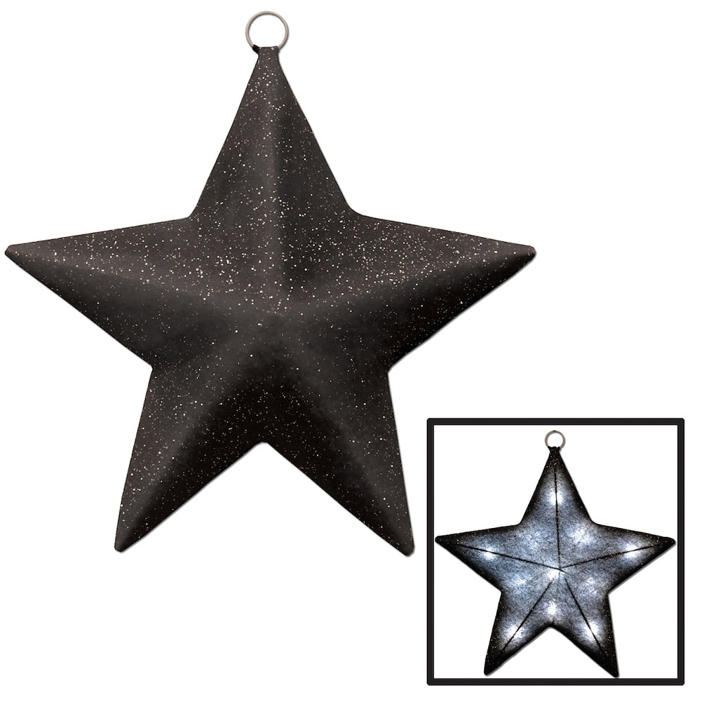 Lighted Flashing Sparkly Star Hanging Decoration - 16" - Black