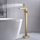 preview thumbnail 1 of 2, Waterfall Brushed gold Freestanding pressure Balance Single Handle Bathtub Faucet with Handheld Sprayer - 9'6" x 13'6"