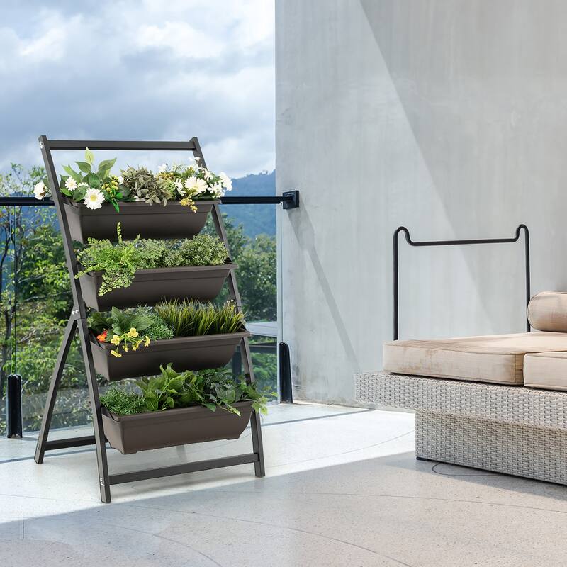 Costway 2PCS 4 FT 4-Tier Vertical Raised Garden Bed Elevated Planter - See Details