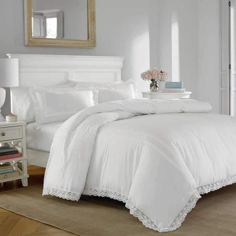 Laura Ashley Annabella White Cotton Comforter Set