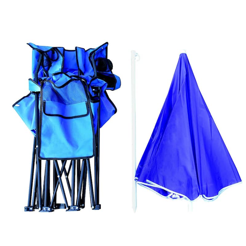 Portable Folding Picnic Double Chair with Umbrella Table Cooler Beach