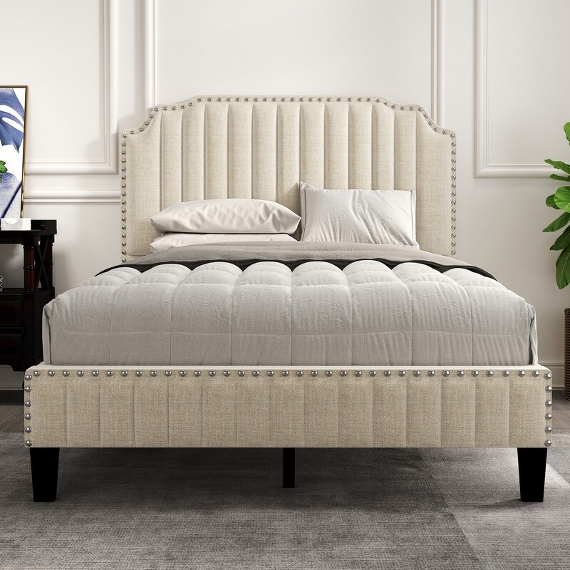 Cream upholstered 2025 bed frame