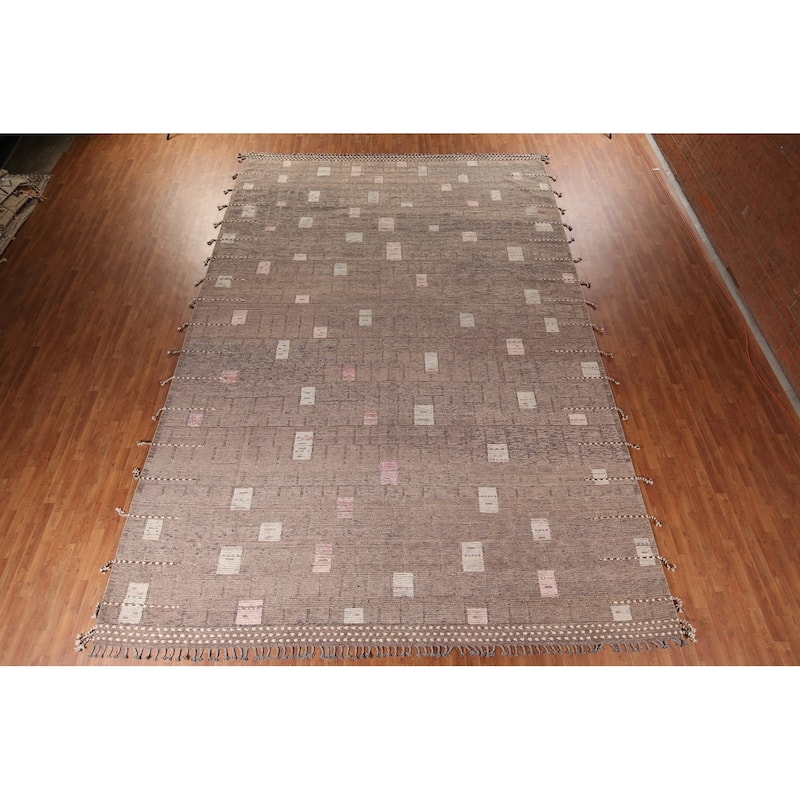 Moroccan Large Modern Area Rug Hand-Knotted Wool Carpet - 12'1"x 18'0"