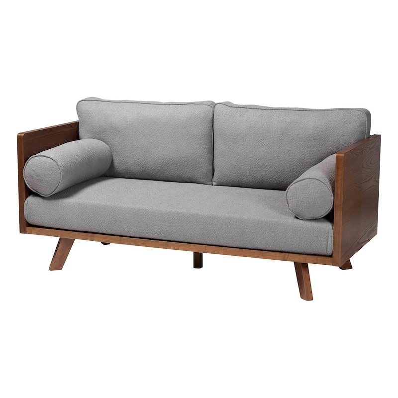Uriel Mid-Century Modern Boucle Fabric Sofa - Grey