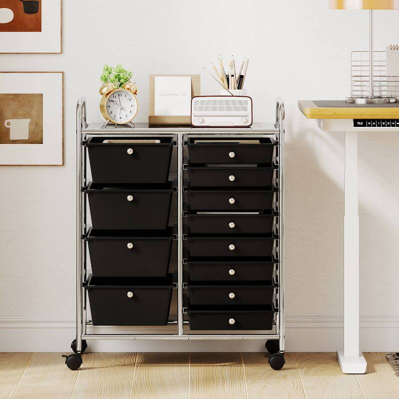 Costway 15 Drawer Rolling Storage Cart Tools Scrapbook Paper Office - See Details