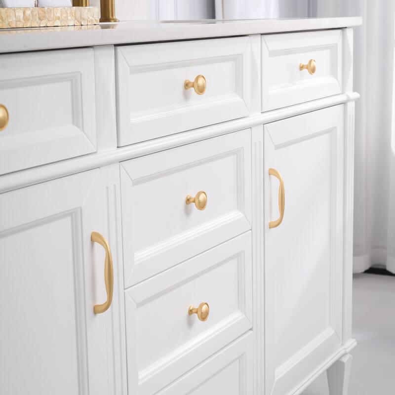 35''H Solid Wood Bath Vanity With Carrera White Quartz Top and Sink