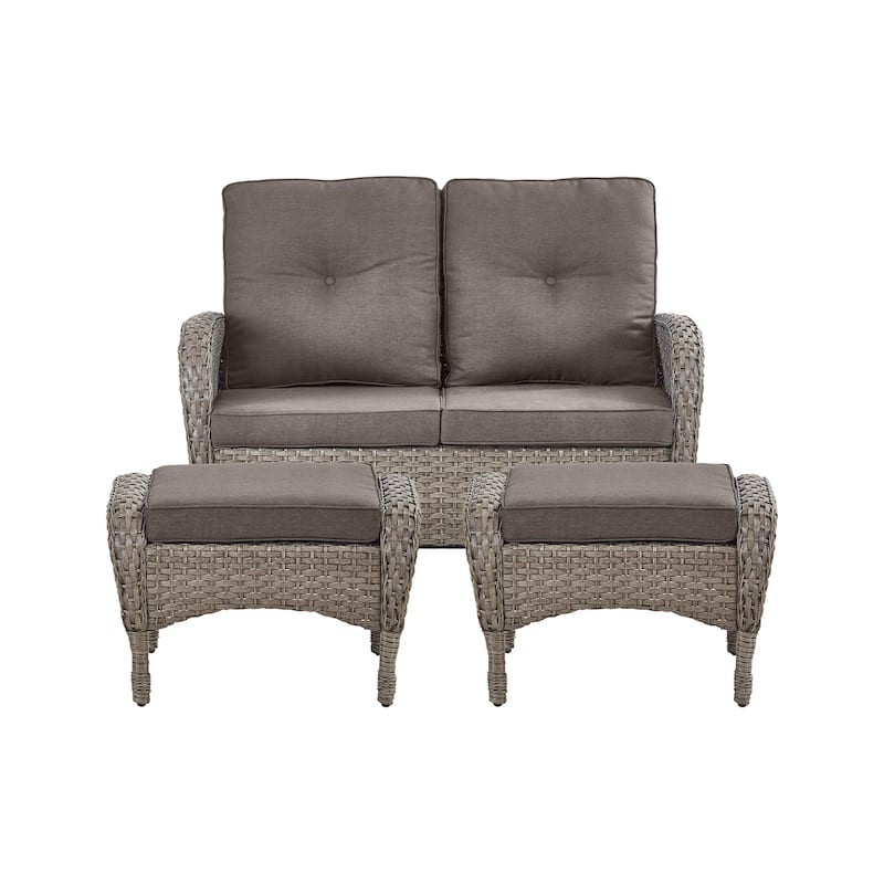 Pocassy 3 Pieces Glider Sofa Loveseat with Ottomans