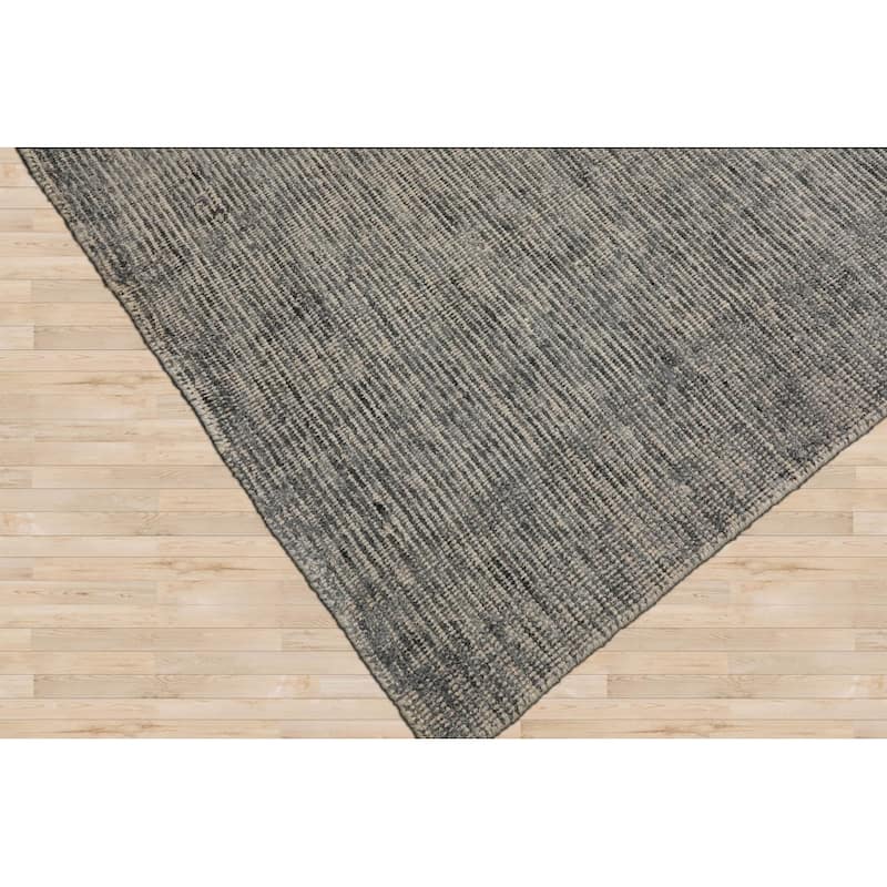 LoomBloom Hand Knotted Beige Wool Area Rug with Modern Ribbed Design - 5' 3'' x 7' 7''