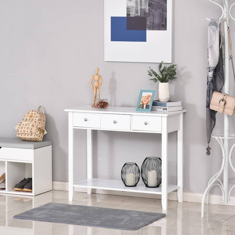 HOMCOM Console Table Industrial Desk with Drawer Bottom Shelf & Large Tabletop for Pictures, Great for the Entryway