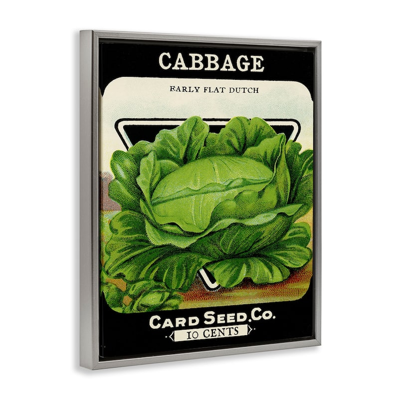Stupell Vintage Garden Cabbage Framed Floater Canvas Wall Art Design By Lil' Rue