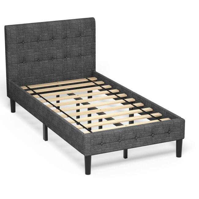 Platform Bed with Button Tufted Headboard