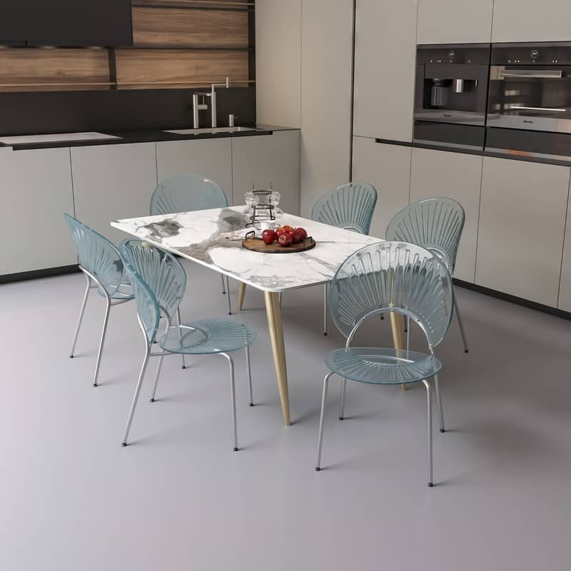 Opulent Modern Stackable Solid Back Accent Dining Chair with Chrome Metal Base and Floor Plastic Glides for Home or Office