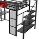 preview thumbnail 8 of 22, Full Size Loft Bed w/Desk,Wardrobe,Basketball Hoop,Slide,Staircase