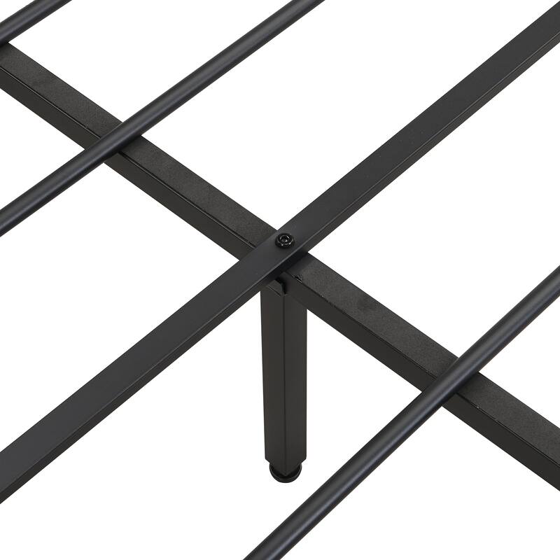 Metal Platform Bed Frame With Upholstery Storage Function Headboard