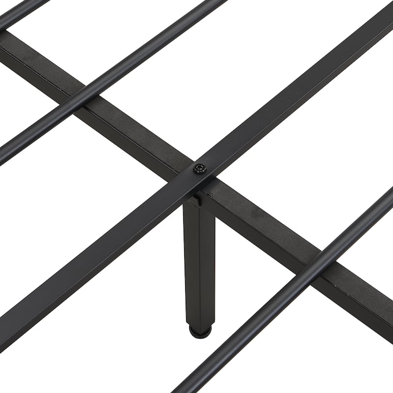 Queen Size Metal Platform Bed Frame with Storage, Headboard, Footboard, USB Port, No Box Spring Needed, Easy Assembly