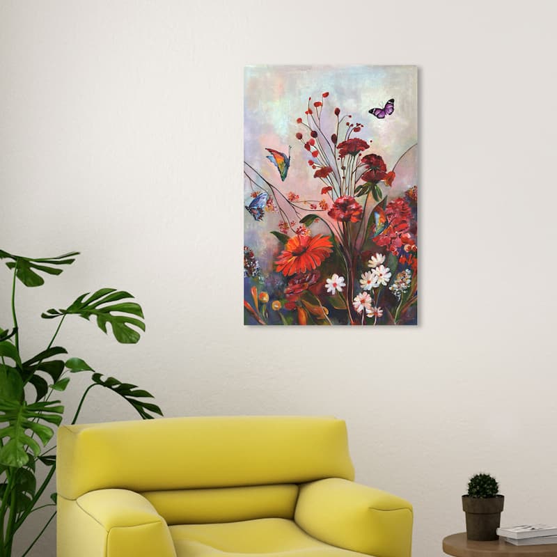 Wynwood Studio Canvas Floral and Botanical Nature Beauty Red and Light Gray Traditional Wall Art Canvas Print - Red, Gray - 30 x 20