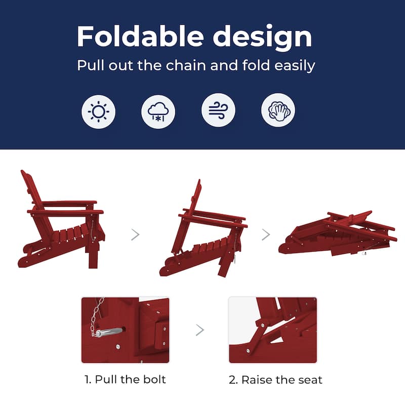Outdoor HDPE Folding Classic Adirondack Chair All-Weather