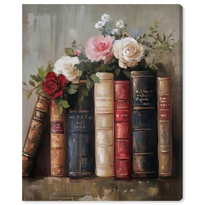 Bookshelf Bouquet I Canvas by Art Remedy, Gallery Wrapped