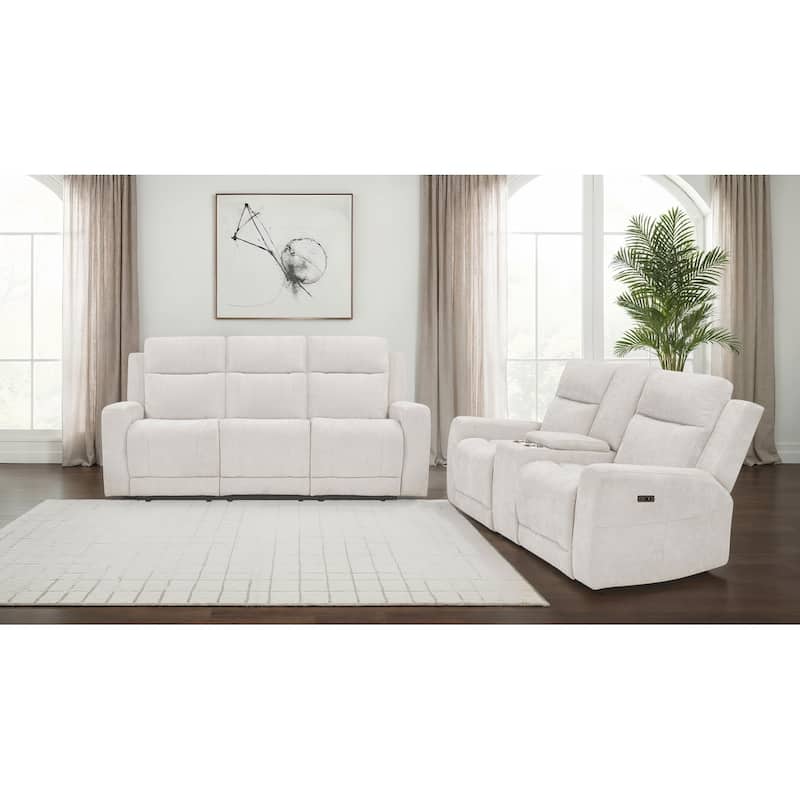 Kennett Chenille Power Reclining Sofa Set - 2-piece - Ivory