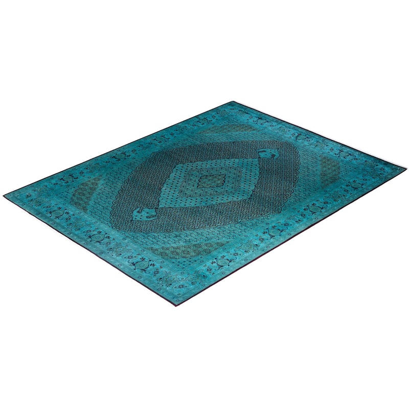 Fine Vibrance One-of-a-Kind Hand-Knotted Area Rug - Blue, 8' 2" x 10' 5" - 8' 2" x 10' 5"