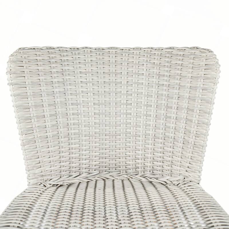 Outdoor Bar Stool, Wood with Wicker, Set of 2