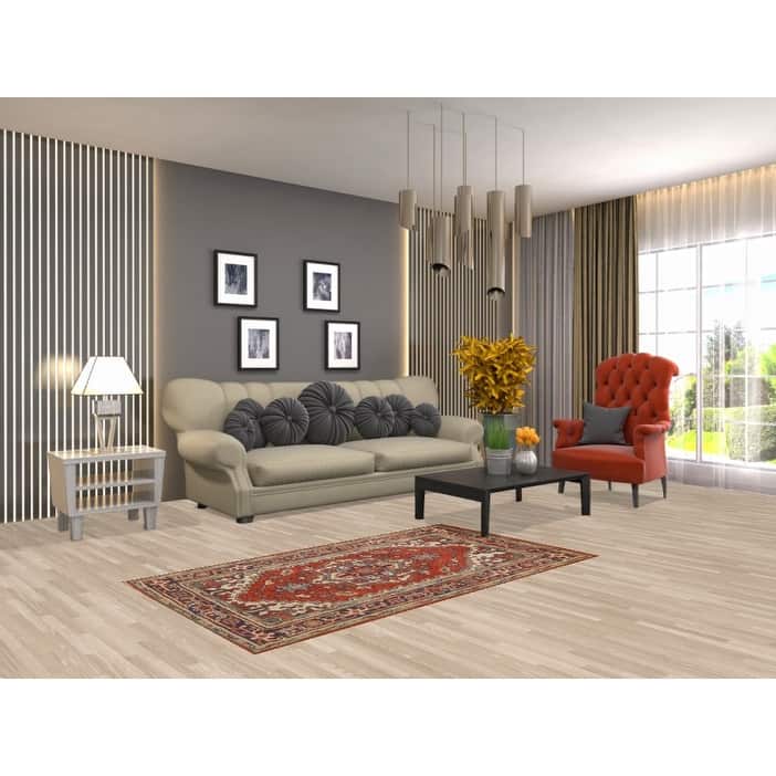 Hand Knotted Oriental 100% Wool Carpet Traditional Medallion Oranges & Rust Heriz (serapi) Area Rug - 5' 4'' X 3' 0''