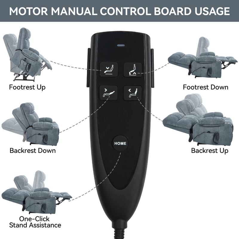 Dual Motor Infinite Position Power Lift Recliner, with 8-Point Vibration Massage and Lumbar Heating,Dual Cup Holders