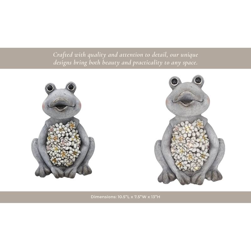 Magnesia Garden Statuary Floral Frog with Petals Finish - 13" Gray