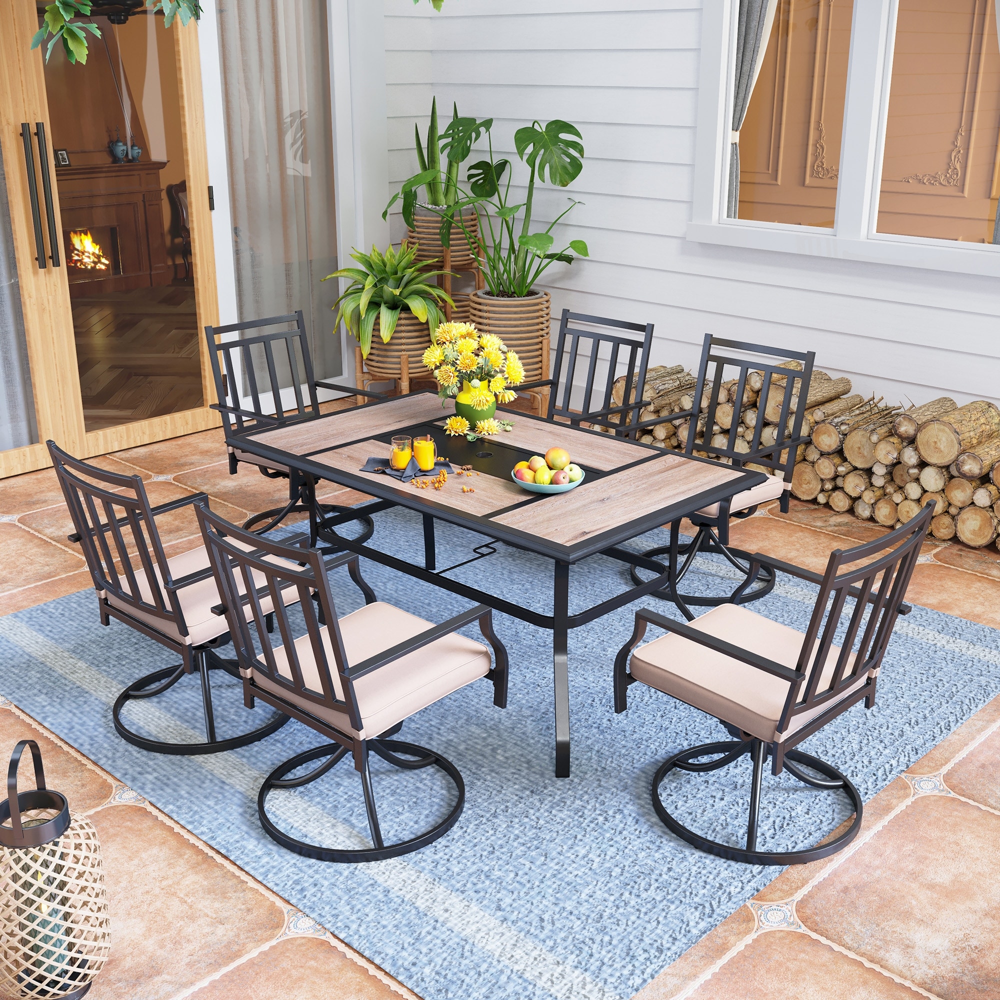 Patio dining table with swivel chairs cheap