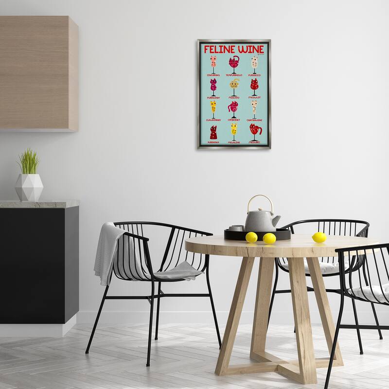 Stupell Clever Feline Wine Drinks Framed Floater Canvas Wall Art Design By Carrie Cantwell